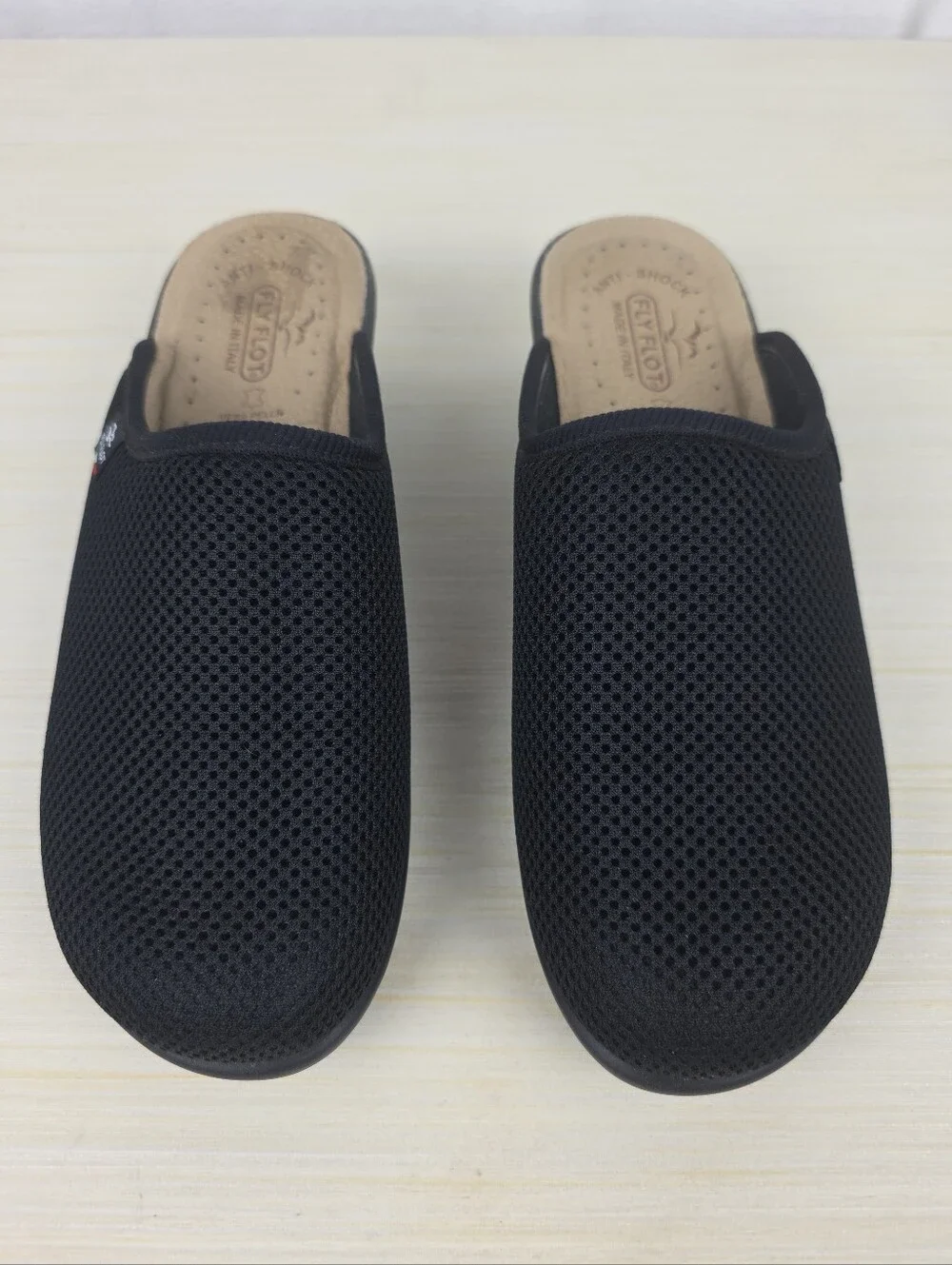 Fly Flot Made In Italy Womens 40 US 9 Slip-on Mesh Wedge Mule Clog Shoes Black